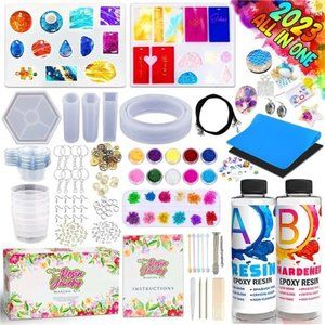 Resin JewelryMaking Starter Kit-Silicone Casting Mold,Tool Set Clear Epoxy Resin